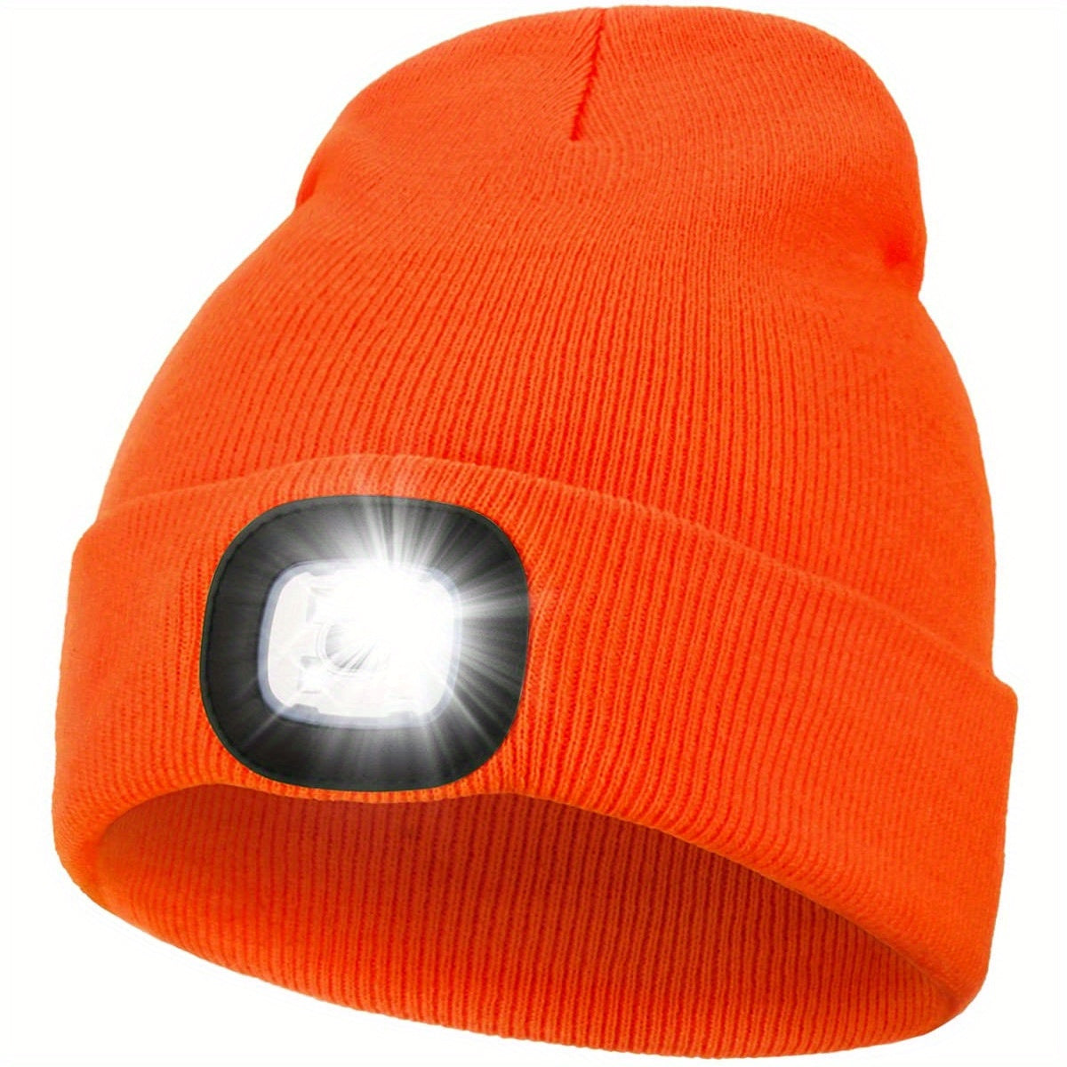 Unisex muts met afneembaar LED-licht, 4 LED veranderd met knoopje, gebreide muts, handsfree hoofdlamp voor nachtwandelen, vissen, kamperen en jagen