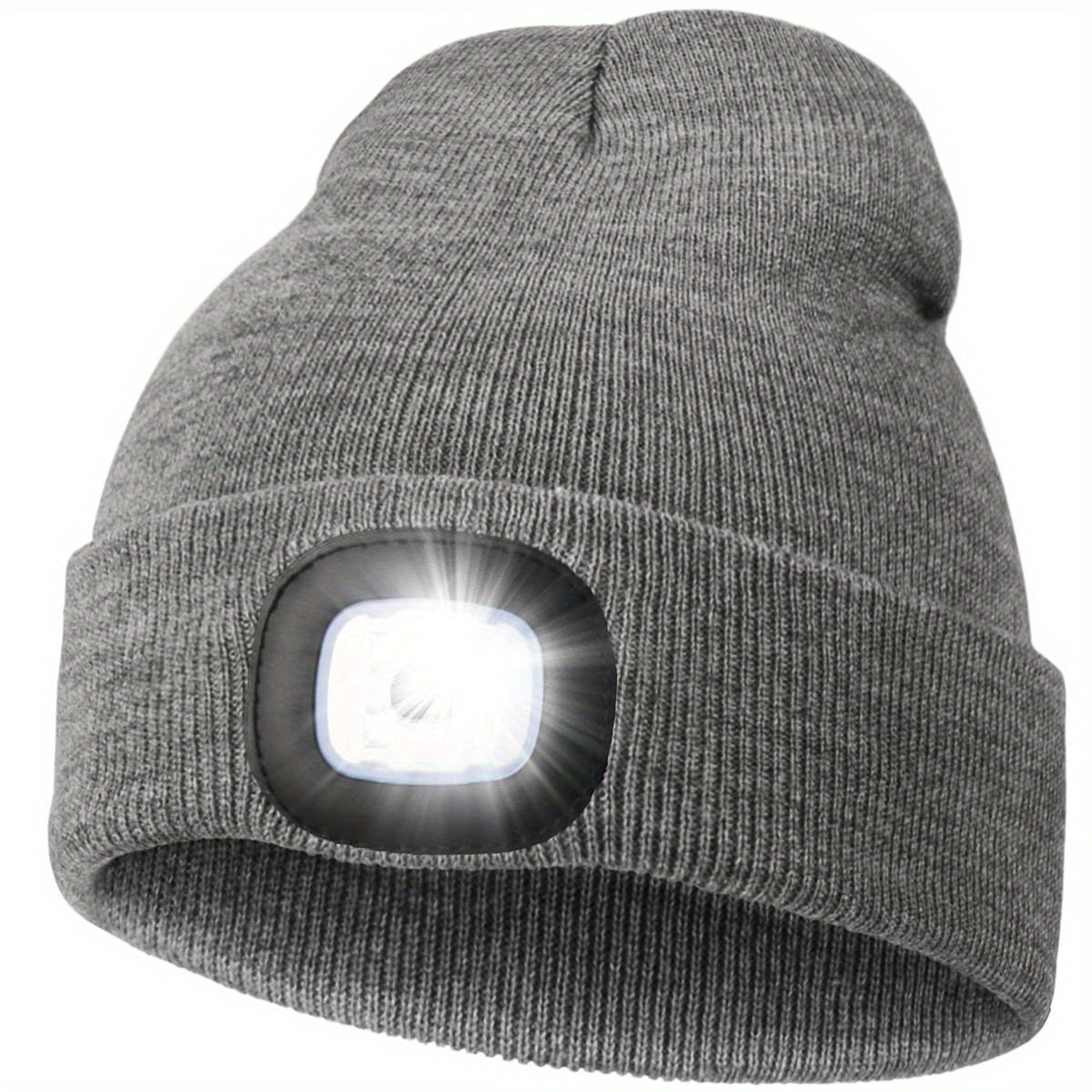 Unisex muts met afneembaar LED-licht, 4 LED veranderd met knoopje, gebreide muts, handsfree hoofdlamp voor nachtwandelen, vissen, kamperen en jagen