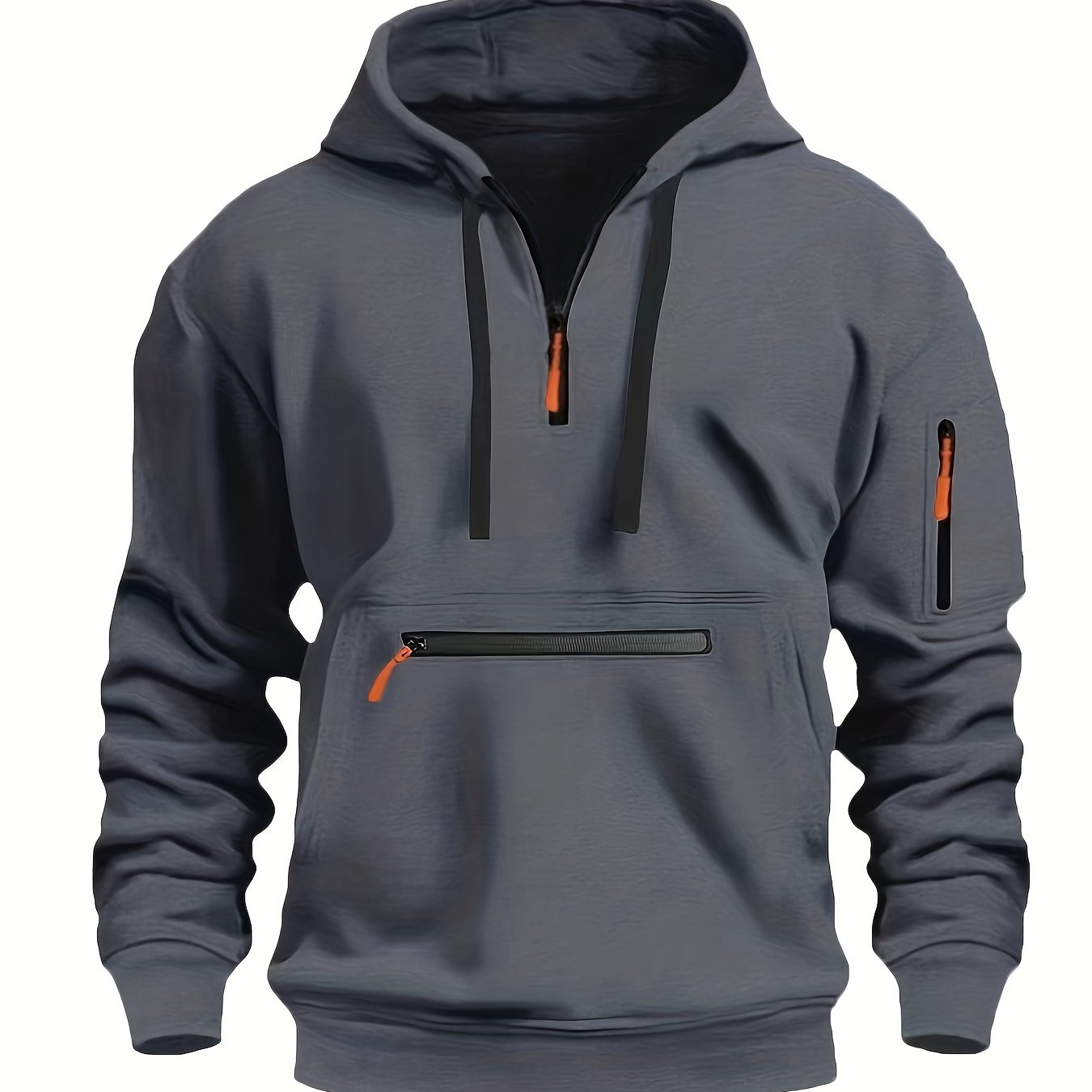 Effen kleur voor herenHalf-zip design Lange mouw Casual sweatshirt met capuchon en kangoeroezak voor herfst/winter casual dagelijks gebruik