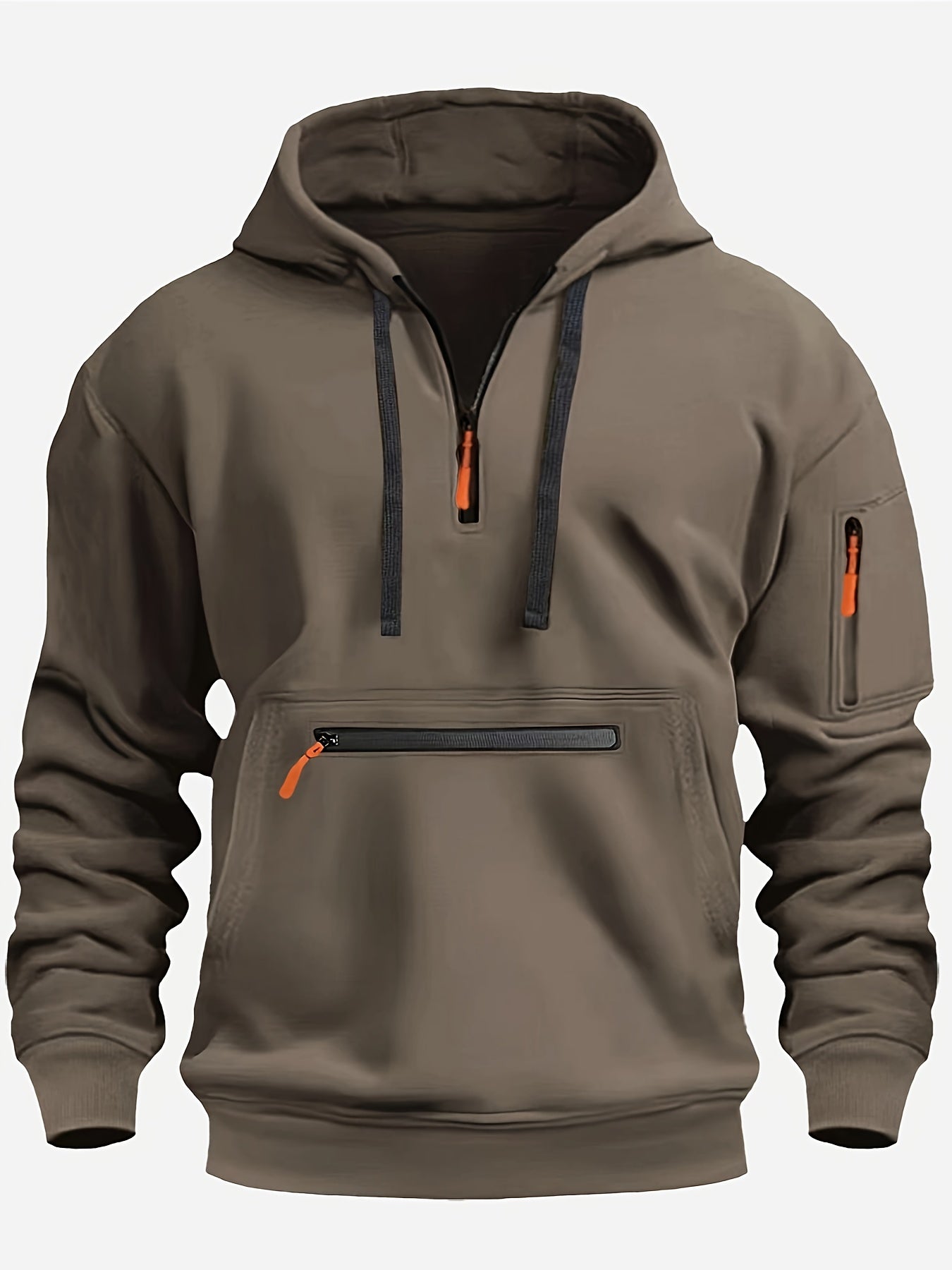 Effen kleur voor herenHalf-zip design Lange mouw Casual sweatshirt met capuchon en kangoeroezak voor herfst/winter casual dagelijks gebruik