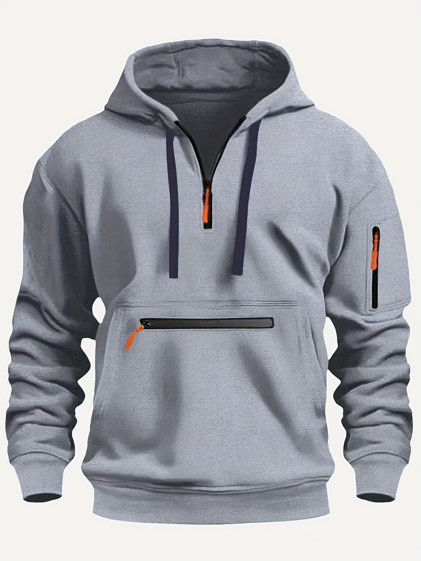 Effen kleur voor herenHalf-zip design Lange mouw Casual sweatshirt met capuchon en kangoeroezak voor herfst/winter casual dagelijks gebruik