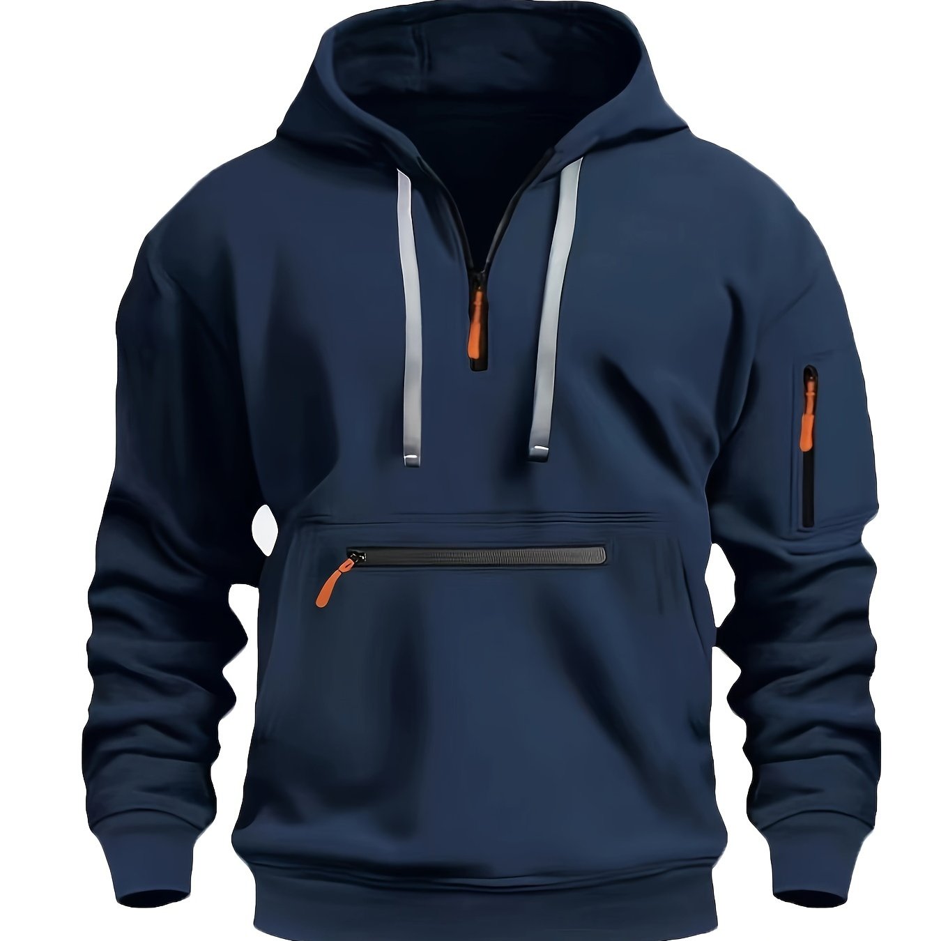 Effen kleur voor herenHalf-zip design Lange mouw Casual sweatshirt met capuchon en kangoeroezak voor herfst/winter casual dagelijks gebruik