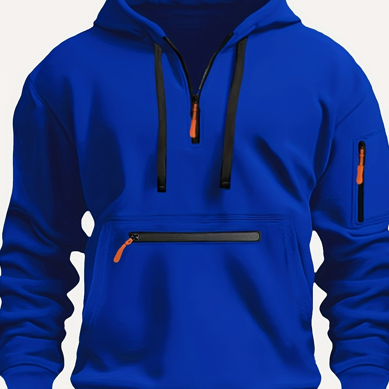 Effen kleur voor herenHalf-zip design Lange mouw Casual sweatshirt met capuchon en kangoeroezak voor herfst/winter casual dagelijks gebruik