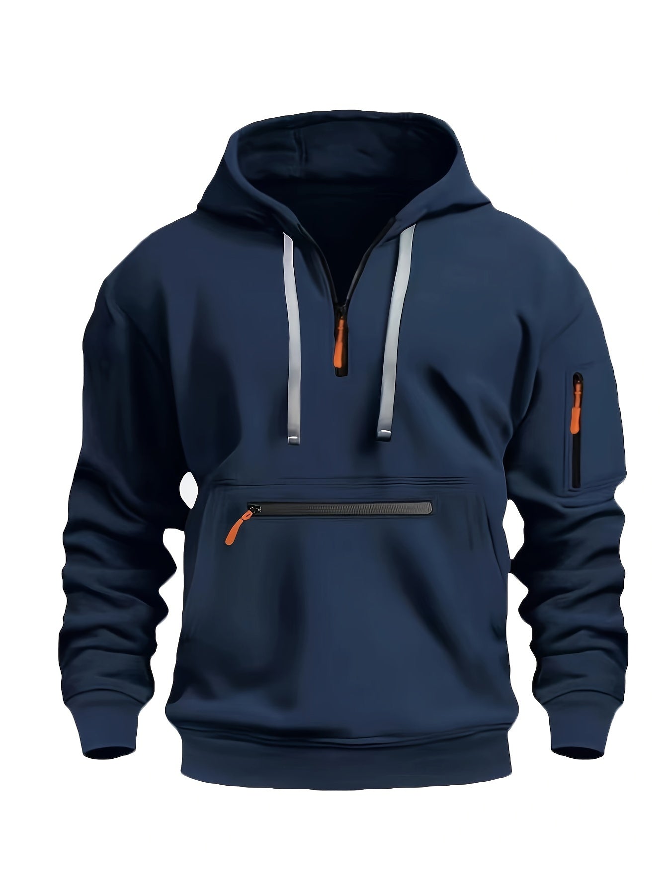 Effen kleur voor herenHalf-zip design Lange mouw Casual sweatshirt met capuchon en kangoeroezak voor herfst/winter casual dagelijks gebruik